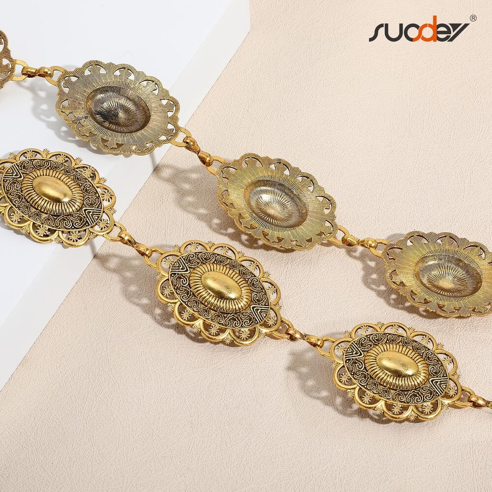 8848 Western Cowgirl Concho Chain Belt For Women Cowboy Metal Waist - Picture 4 of 7